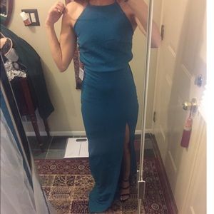 Ayana Blue Crepe Halter Dress
